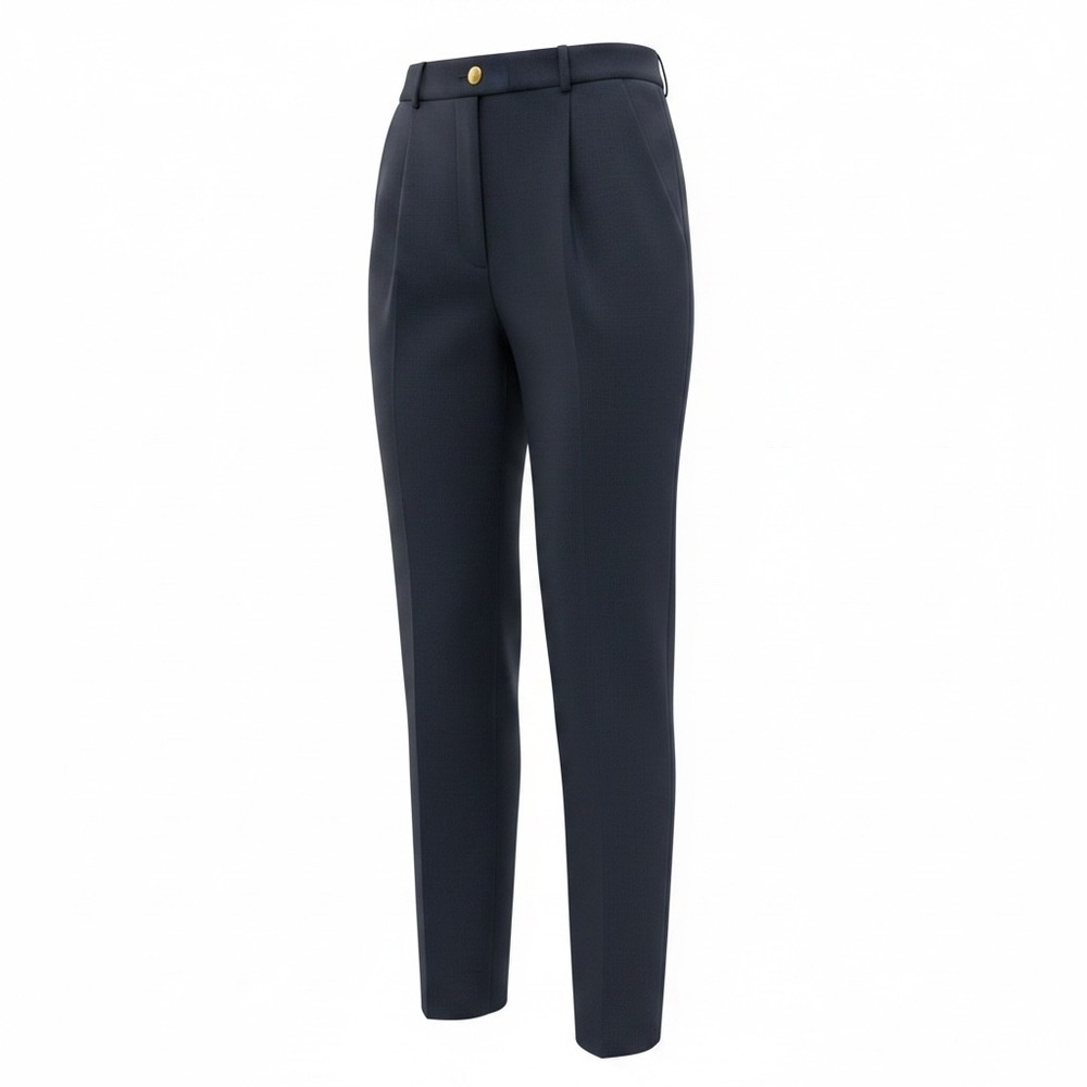 Escada Sport Womens Navy Blue 100% Wool Pleated High Waist Trousers Size 38 (8)